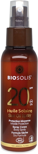 Biosolis Spray Huile Solaire Ip20 100ml Nouvelle Formule | Produits solaires