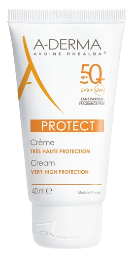 A-Derma Protect Crème SPF50+ Zonder Parfum 40ml | Zonnebescherming