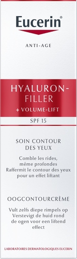 Eucerin Hyaluron-Filler + Volume-Lift Oogcontourcrème SPF 15 Anti-Age &amp; Rimpels Tube 15ml | Oogomtrek