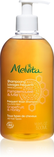Melvita  Shampooing Lavages Fréquents Pamplemousse et Miel 500ml | Shampooings