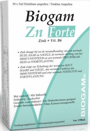 Biogam Zink (Zn) Forte 30 ampullen x5ml | Zink