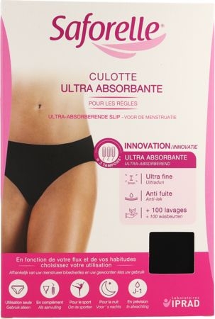 Saforelle Culotte Ultra Absorbante Noir Taille M | Changes - Slips - Culottes
