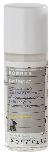 Korres KB Deodorant Roll-on Anti-Transpirant Zonder Parfum Equisetum 30ml | Antitranspiratie deodoranten