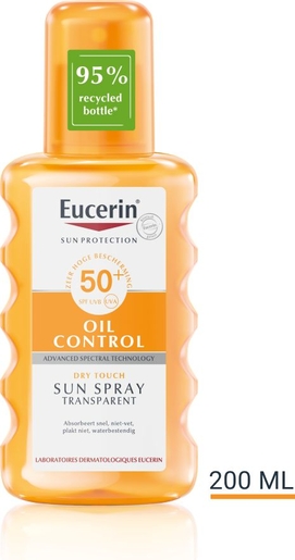 Eucerin Sun Oil Control SPF 50 Dry Touch Spray Transparent 200ml | Zonnebescherming