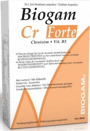 Biogam Chroom (Cr) Forte 30 Drinkbare Ampullen x2ml | Chroom