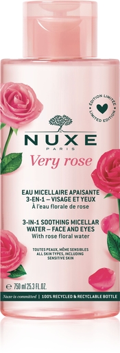 Nuxe Very Rose Verzachtend Micellair Water 3-in-1 750 ml | Gezichtsverzorging