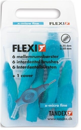 Tandex Flexi Turquoise 6 Brossettes Interdentaires Extra Micro Fines 0.35 | Fil dentaire - Brossette interdentaire