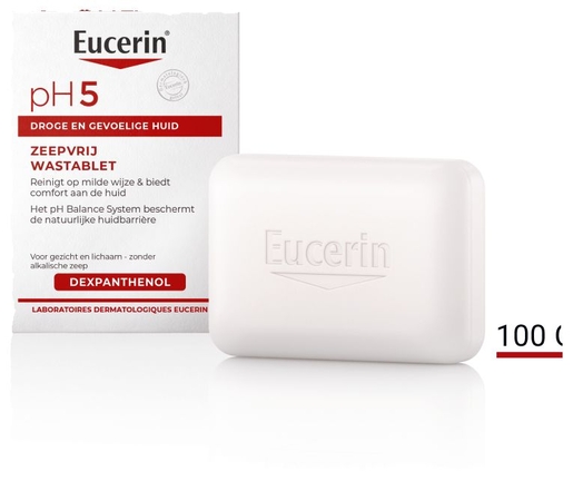 Eucerin pH5 Zeepvrij Wastablet Droge en Gevoelige Huid Gezicht en Lichaam 100g | Bad - Douche