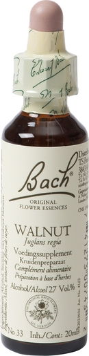 Bach Flower Remedie 33 Walnut 20ml | Overgevoeligheid voor invloeden van anderen
