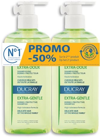 Ducray Shampoo Extra Mild Duo 2x400 ml (2de product aan - 50%) | Shampoo