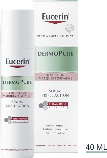 Eucerin DermoPure Sérum Triple Action Marques Post-Acné Peau à Imperfections avec pompe 40ml | Acné - Imperfections