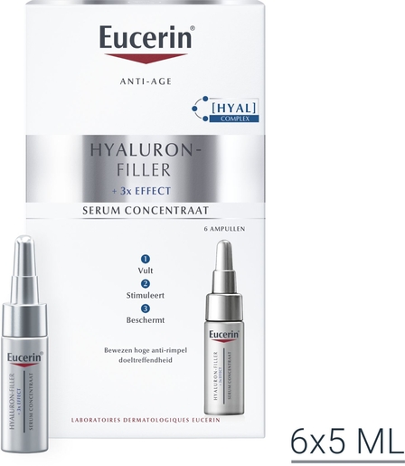 Eucerin Hyaluron-Filler +3x Effect Serum Concentraat Anti-Age &amp; Rimpels Ampullen 6 x 5ml | Lichaam & gezicht