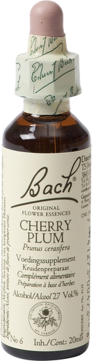 Bach Flower Remedie 06 Cherry Plum 20ml | Angst - Ongerustheid
