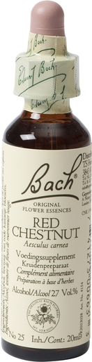 Bach Flower Remedie 25 Red Chestnut 20ml | Peur - Inquiétude