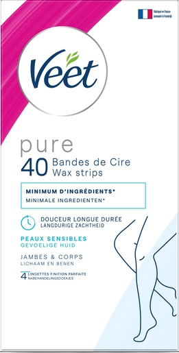 Veet Pure Koude Wasstrips Gevoelige Huid 40 Strips | Epileren