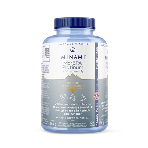 Minami MorEPA Platinum + Vitamine D3 120 Capsules | Bloedsomloop