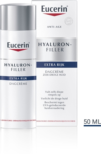 Eucerin Hyaluron-Filler Extra Rijk Dagcrème Anti-Age &amp; Rimpels Zeer Droge Huid met pomp 50ml | Dagverzorging