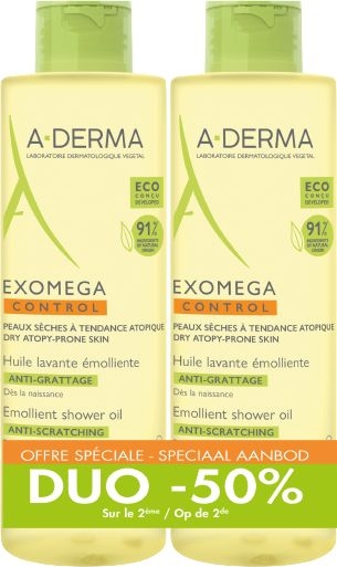 A-Derma Exomega Control Reinigingsolie 2 x 500 ml (2de aan -50%) | Bad - Douche