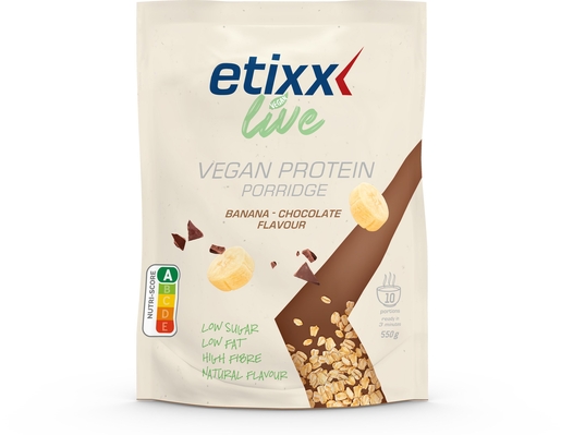 Etixx Live Vegan Protein Havermoutpap Banaan Chocolade 550 g | Eiwitdiëten