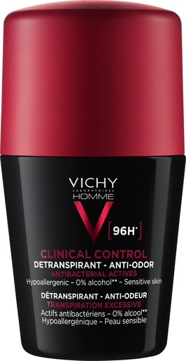 Vichy Homme Déo Roll Clinical Control 96h 50ml | Déodorants anti-transpirant