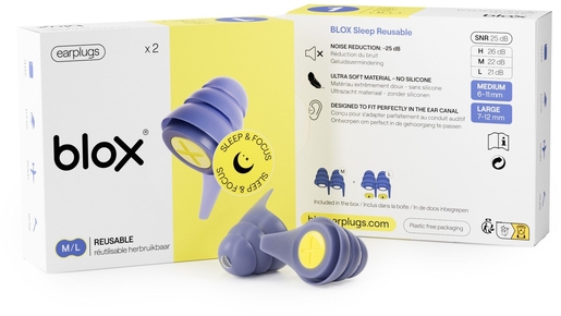 Blox Sleep Réutilisables 1 Paire | Protection oreilles