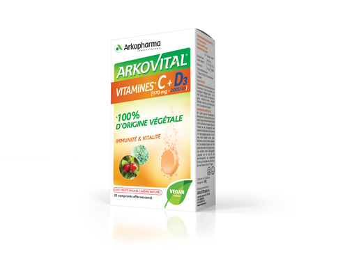 Arkovital Vitamine C et D3 20 Comprimés | Vitamines - Minéraux - Calcium