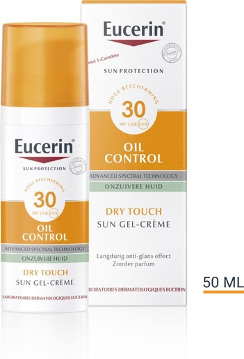 Eucerin Sun Oil Control SPF 30 Dry Touch Gel-Crème Onzuivere en Vette Huid met pomp 50 ml | Zonnebescherming