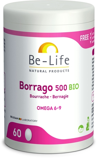 Be-Life Borrago 500 Bio 60 Gélules | Vitamines - Chute de cheveux - Ongles cassants