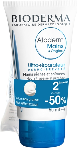 Bioderma Atoderm Hand- en Nagelcrème Duo 2x50ml (2e product aan - 50%) | Schoonheid en hydratatie van handen