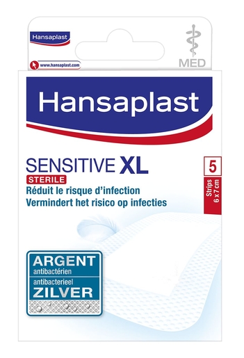 Hansaplast Med Sensitive Pleisters XL 6cm x 7cm 5 Stuks | Verbanden - Pleisters - Banden