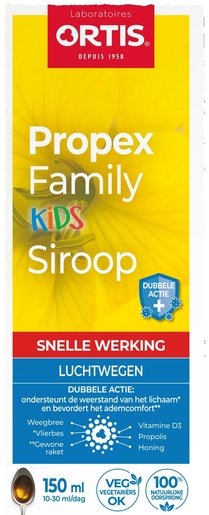 Ortis Propex Verzachtende Siroop voor de Luchtwegen Family Kids 150 ml | Ademhaling - Neus