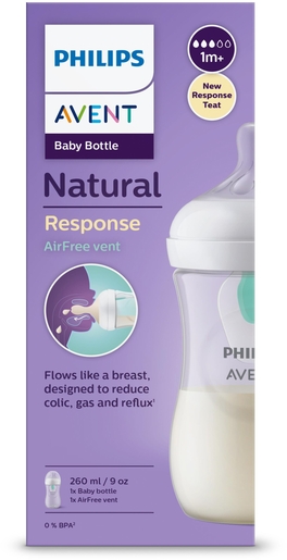 Philips Avent Zuigfles Natural Response AirFree Vent +1 Maand 260 ml | Zuigflessen