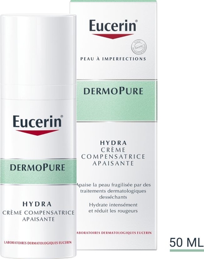 Eucerin DermoPure HYDRA Crème Compensatrice Apaisante Acné Peau à Imperfections avec pompe 50ml | Hydratation - Nutrition