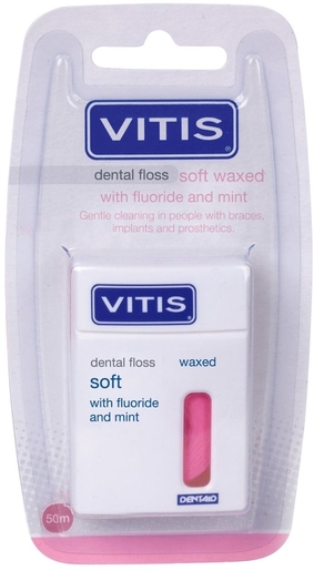 Vitis Floss Waxed Fluor Mint 50m | Fil dentaire - Brossette interdentaire