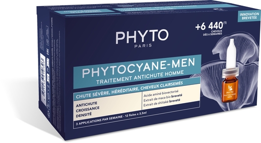 Phytocyane Traitement Antichute Men Ampoules 12x3,5ml | Chute des cheveux homme