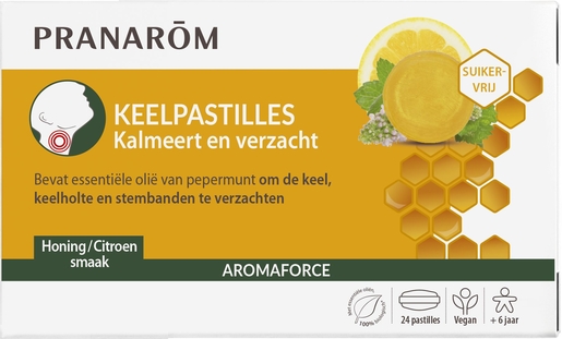 Pranarôm Aromaforce Keelpastilles Honing-Citroen 24 Pastilles | Keelpijn - Hoest