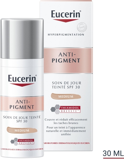Eucerin Anti-Pigment Soin de Jour Teinté SPF 30 Medium Hyperpigmentation avec pompe 50ml | Antirides - Anti-âge