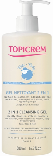 Topicrem Bébé Gel Nettoyant 2en1 500ml (nouvelle formule) | Produits Bio