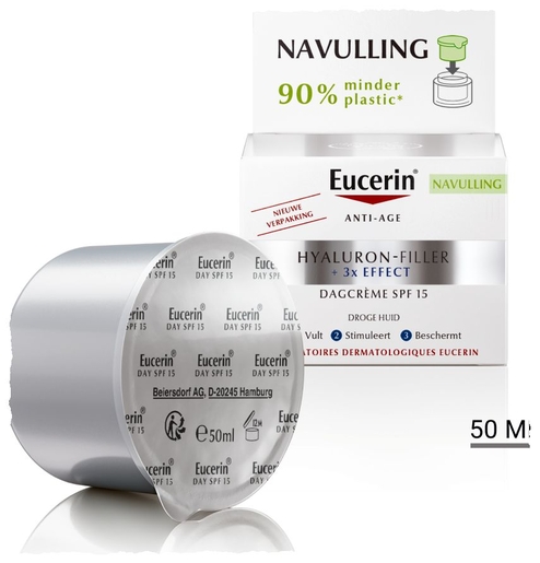 Eucerin Hyaluron-Filler +3x Effect Dagverzorging SPF 15 Navulling 50 ml | Antirimpel