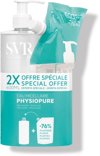 SVR Physiopure Micellair Water 400 ml + Navulling 400 ml | Make-upremovers - Reiniging