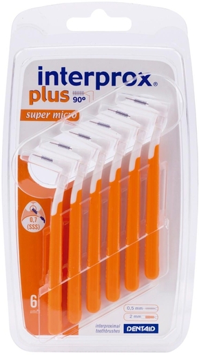 Interprox Plus 6 Borstels voor tussen de tanden Super Micro 0.7mm | Tandfloss - Interdentale borsteltjes