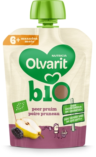 Olvarit Bio Peer + Pruim 6+ Maanden 90 g | Voeding