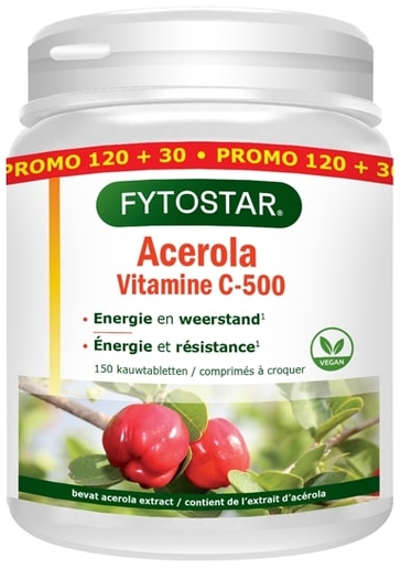 Fytostar Acerola 500 Vitamine C 120 Comprimés (+30 Gratuits) | Vitamine C
