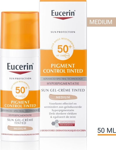 Eucerin Sun Pigment Control Tinted SPF 50+ Gel-Crème Getint Medium Hyperpigmentatie met pomp 50ml | Zonneproducten