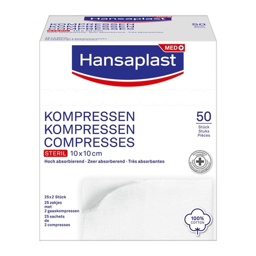 Hansaplast Zachte Gaascompressen 50 Stuks | Verbanden - Pleisters - Banden