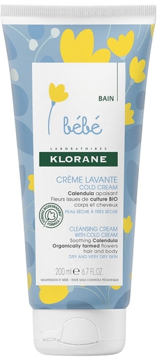 Klorane Bébé Crème Lavante Cold Cream 200ml (nouvelle formule) | Croutes de lait