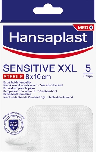 Hansaplast Sensitive Steriel 3XL 10x15 cm 5 Stuks | Verbanden - Pleisters - Banden