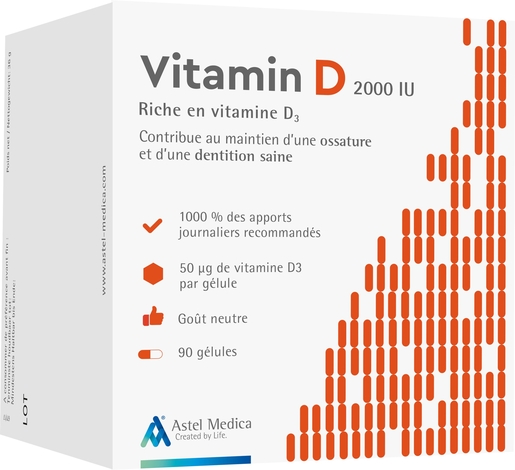 Astel Vitamine D 2000Iu 90 Comprimés | Calcium - Vitamines D
