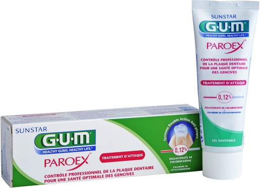 GUM Gel Dentifrice Paroex Traitement d&#039;Attaque 75ml | Dentifrice - Hygiène dentaire