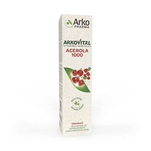 Arkovital Acerola 1000 Effervescent Vitamine C 20 Comprimés | Défenses naturelles - Immunité
